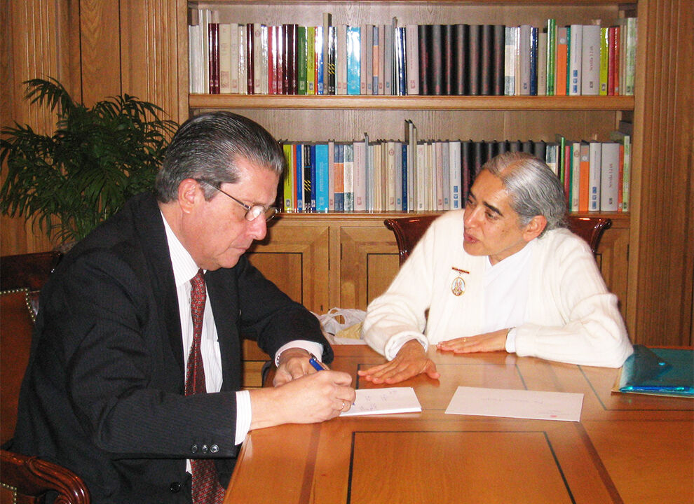 With Federico Mayor Zaragoza, Former General Director of UNESCO, Madrid, 2005